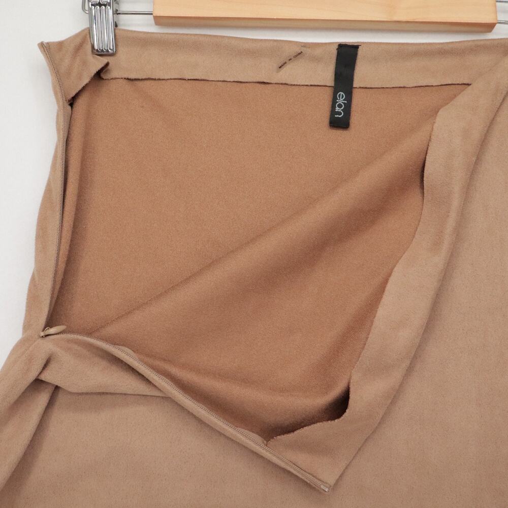 ELAN Size M Brown Fringe Short Skirt Microsuede Boho Hippie Festival Womens - Picture 6 of 8